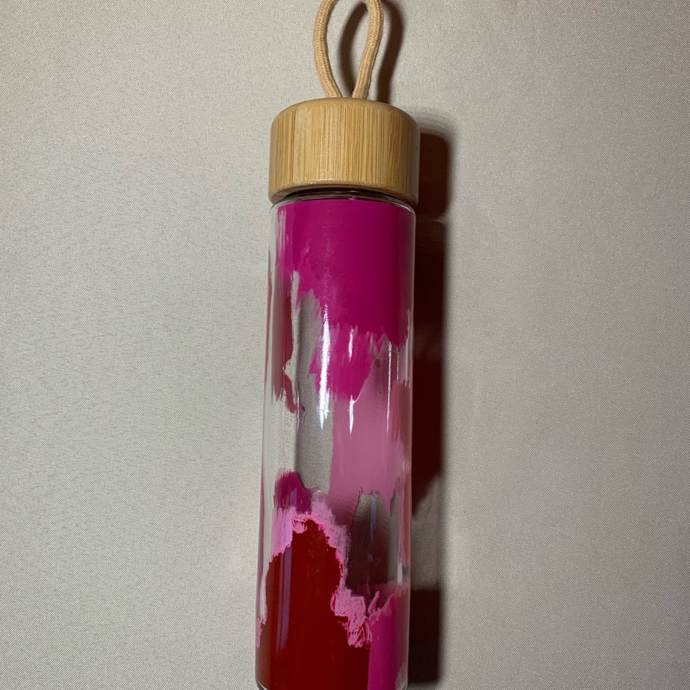 Ello Glass Water Bottle Pink Paint Thrive Screwtop
